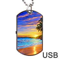 Sunrise At The Beach Dog Tag Usb Flash (two Sides)