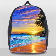 Sunrise At The Beach School Bag (xl) by GardenOfOphir