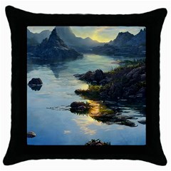 Incredible Sunset Throw Pillow Case (black) by GardenOfOphir