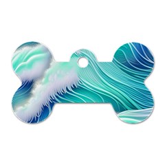 Stunning Pastel Blue Ocean Waves Dog Tag Bone (two Sides) by GardenOfOphir