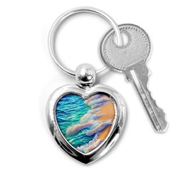 Waves At The Ocean s Edge Key Chain (heart) by GardenOfOphir