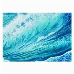 Blue Ocean Wave Watercolor Ii Large Glasses Cloth (2 Sides) by GardenOfOphir