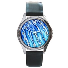 Nature Ocean Waves Round Metal Watch by GardenOfOphir