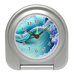 Pastel Sea Waves Travel Alarm Clock by GardenOfOphir