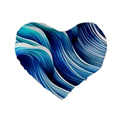 Sunny Ocean Wave Standard 16  Premium Heart Shape Cushions by GardenOfOphir