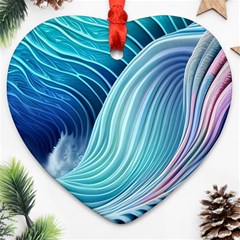 Ocean Waves Pastel Ornament (heart) by GardenOfOphir