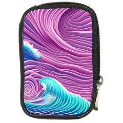 Pink Water Waves Compact Camera Leather Case by GardenOfOphir