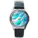 Pastel Simple Wave Round Metal Watch Front