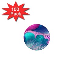 Pink Waves On The Beach 1  Mini Magnets (100 Pack)  by GardenOfOphir