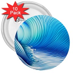 Nature s Beauty; Ocean Waves 3  Buttons (10 Pack)  by GardenOfOphir