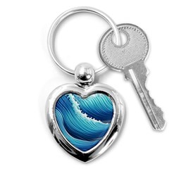 Simple Summer Wave Pattern Key Chain (heart) by GardenOfOphir