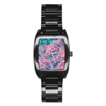 Ocean Waves In Pink Ii Stainless Steel Barrel Watch Front