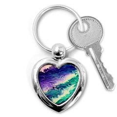 Pastel Hues Ocean Waves Key Chain (heart) by GardenOfOphir