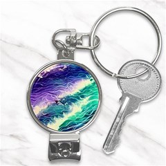 Pastel Hues Ocean Waves Nail Clippers Key Chain