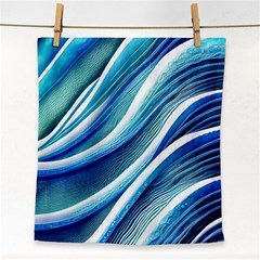 Blue Ocean Waves Face Towel by GardenOfOphir