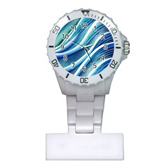 Blue Ocean Waves Plastic Nurses Watch by GardenOfOphir