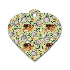 My Neighbor Totoro Pattern Dog Tag Heart (one Side)