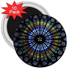 Mandala Floral Wallpaper Rose Window Strasbourg Cathedral France 3  Magnets (10 Pack) 