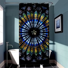 Mandala Floral Wallpaper Rose Window Strasbourg Cathedral France Shower Curtain 36  X 72  (stall) 