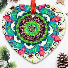 Artistic Pattern Mandala Heart Ornament (two Sides)