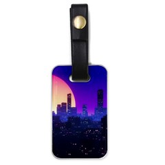 The Sun Night Music The City Background 80s 80 s Synth Luggage Tag (one Side)