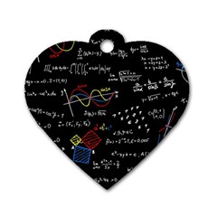 Black Background With Text Overlay Mathematics Formula Board Dog Tag Heart (one Side)