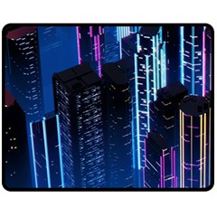 Night Music The City Neon Background Synth Retrowave One Side Fleece Blanket (medium)