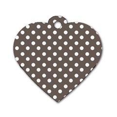 Brown And White Polka Dots Dog Tag Heart (one Side) by GardenOfOphir