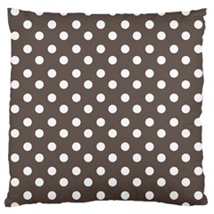 Brown And White Polka Dots Large Premium Plush Fleece Cushion Case (one Side) by GardenOfOphir