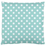 Blue And White Polka Dots Large Premium Plush Fleece Cushion Case (One Side) Front