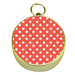 Indian Red Polka Dots Gold Compasses by GardenOfOphir