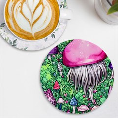 Liberty Cap Magic Mushroom Uv Print Round Tile Coaster by GardenOfOphir