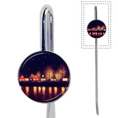 Night Houses River Bokeh Leaves Landscape Nature Book Mark by Ravend