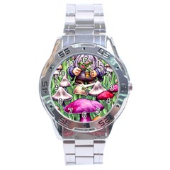 Sacred Mushroom Wizard Glamour Stainless Steel Analogue Watch by GardenOfOphir