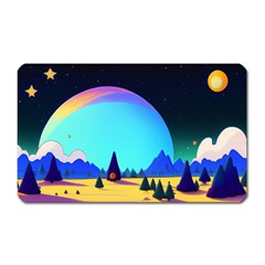 Ai Generated Trees Stars Planets Dreamlike Sun Magnet (rectangular) by Ravend