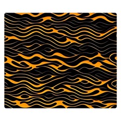 Waves Pattern Golden 3d Abstract Halftone One Side Premium Plush Fleece Blanket (small) by Ravend