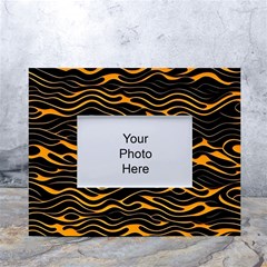 Waves Pattern Golden 3d Abstract Halftone White Tabletop Photo Frame 4 x6  by Ravend