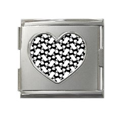 Playful Pups Black And White Pattern Mega Link Heart Italian Charm (18mm) by dflcprintsclothing