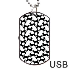 Playful Pups Black And White Pattern Dog Tag Usb Flash (one Side) by dflcprintsclothing