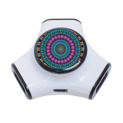 Mandela Kaleidoscope Squares Geometric Shapes 3-port Usb Hub by Ravend