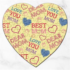 Love Mom Happy Mothers Day I Love Mom Graphic Pattern Jigsaw Puzzle (heart) by Ravend