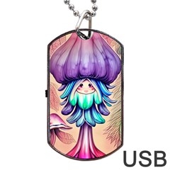 Psychedelic Mushroom For Sorcery And Theurgy Dog Tag Usb Flash (two Sides) by GardenOfOphir