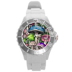 Necromancy Of The Mushroom Round Plastic Sport Watch (l) by GardenOfOphir