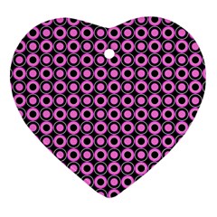 Pink Donuts Pink Filling On Black Ornament (heart) by Mazipoodles