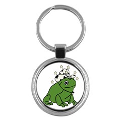 Frog With A Cowboy Hat Key Chain (round) by Teevova