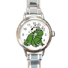 Frog With A Cowboy Hat Round Italian Charm Watch by Teevova