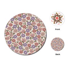 Flowers Petals Plants Floral Print Pattern Design Playing Cards Single Design (round) by Ravend