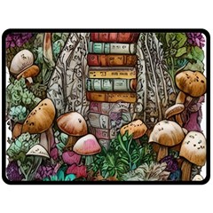 Bewitch Stipe Black Art Incantation Enchant Champignon Shiitake Witchcraft Black Magic Witch Fleece Blanket (large)