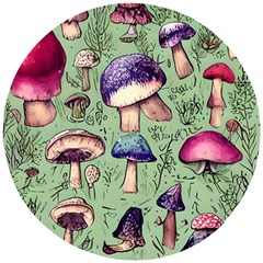 Presto Mushroom For Prestidigitation And Legerdemain Wooden Puzzle Round by GardenOfOphir