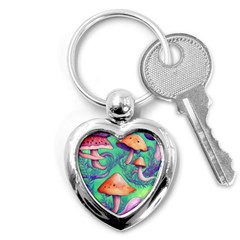 Natural Mushroom Illustration Design Key Chain (heart)